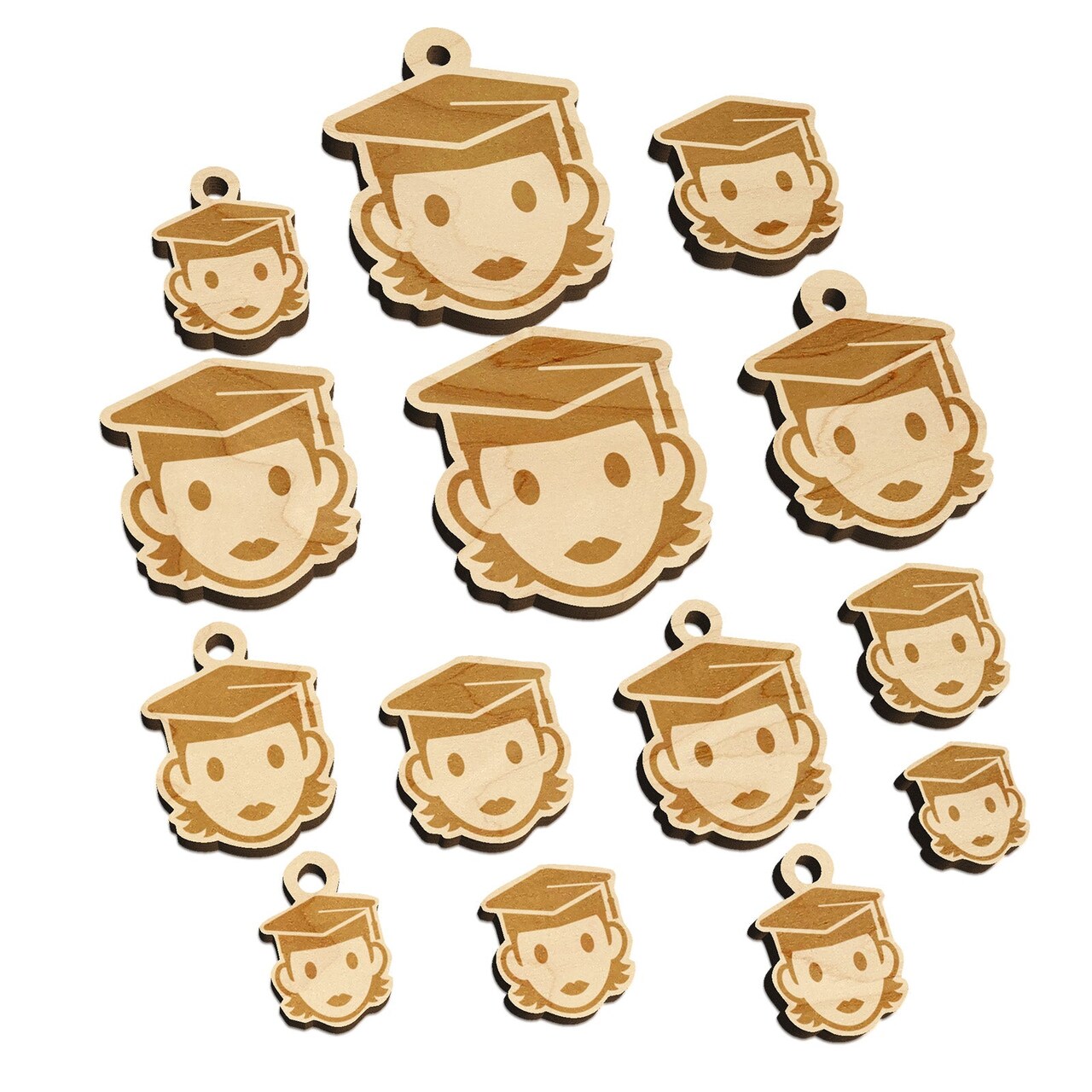 Occupation Student Graduate Cap Graduation Woman Icon Mini Wood Shape Charms Jewelry DIY Craft